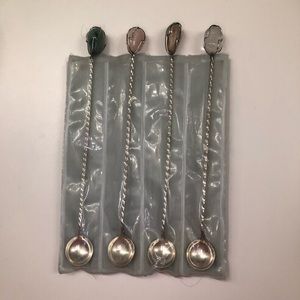 Vintage cocktail stirring spoons with gemstones